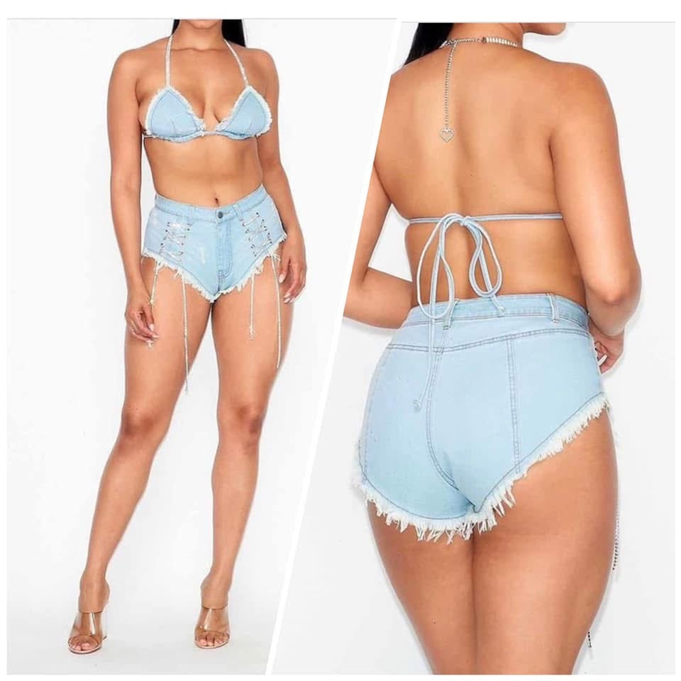 Ice Princess Denim Short Set