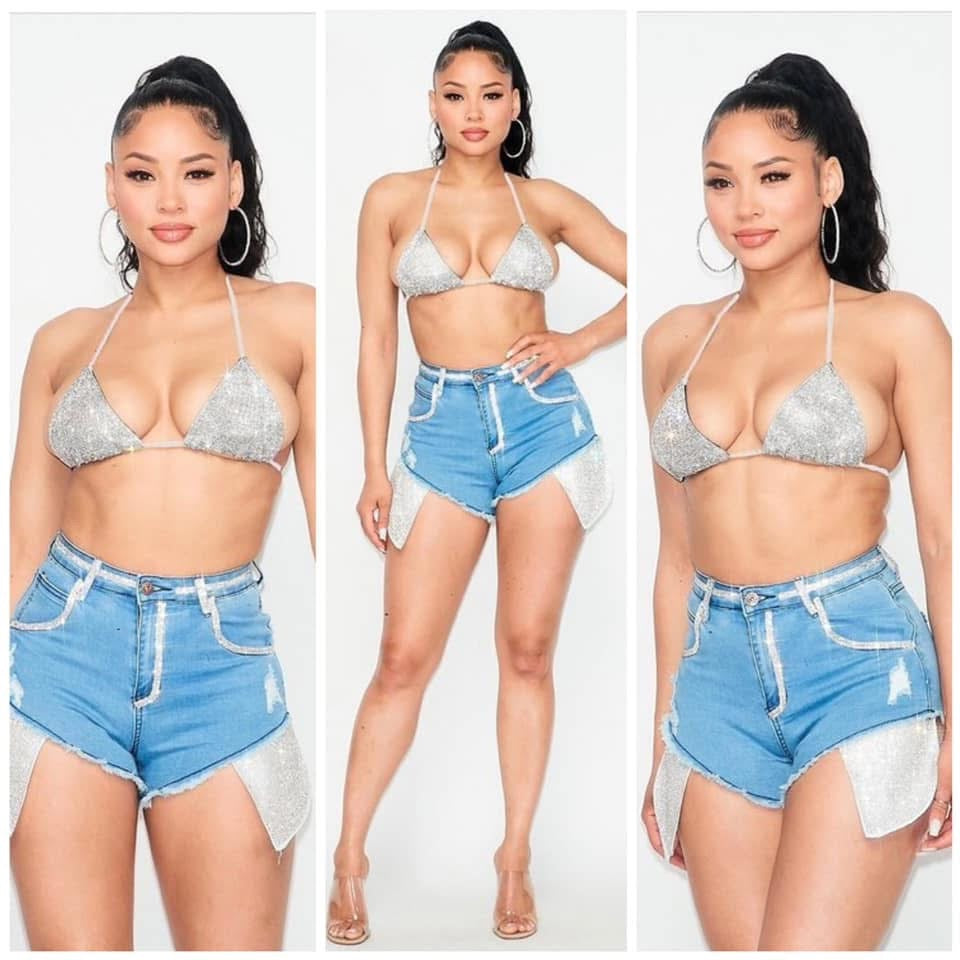 Ice Girl Denim Short Set