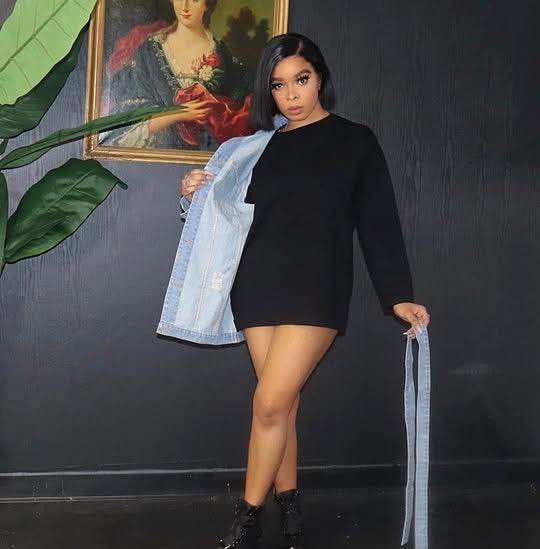Denim Drip Sweater Dress